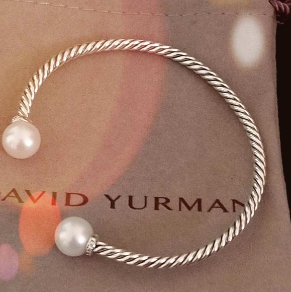 David Yurman Jewelry - DY Sterling Silver  Cable Pearl Bracelet